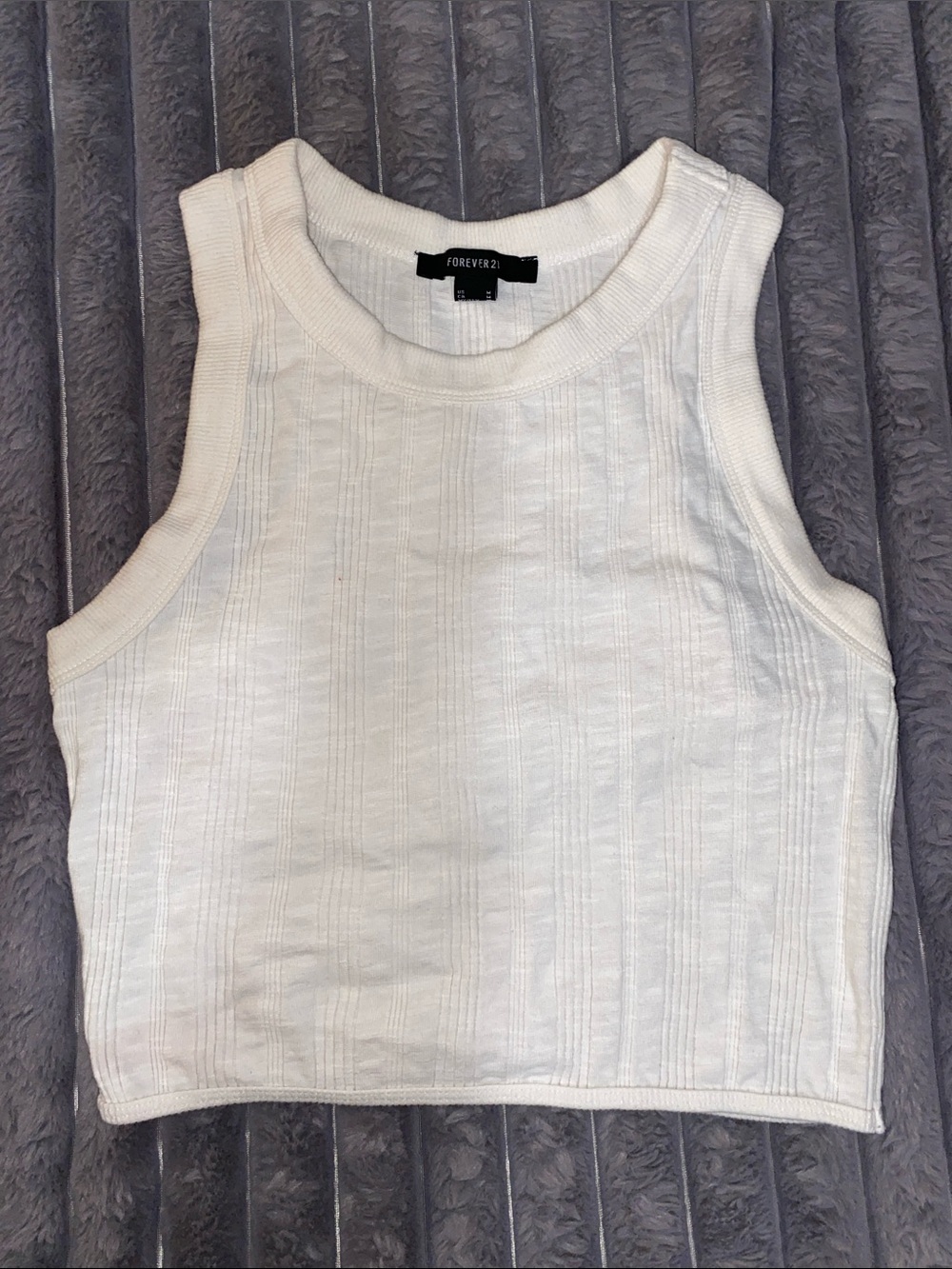 Forever 21 White Ribbed Tank Top